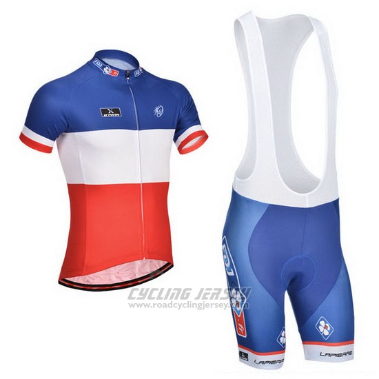 2014 Cycling Jersey FDJ Blue Champion France Short Sleeve and Bib Short